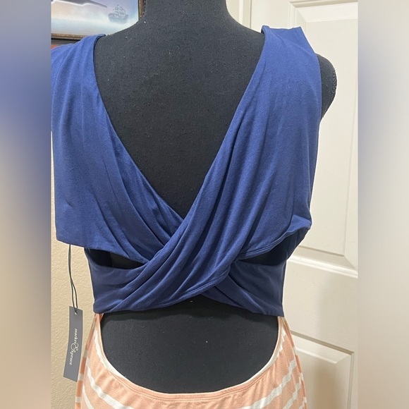 MARKET SPRUCE Blue Top Striped Skirt Maxi Dress Sz XXL Cute Back Elastic Waist - Picture 5 of 9